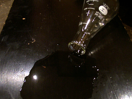The spilled flask.